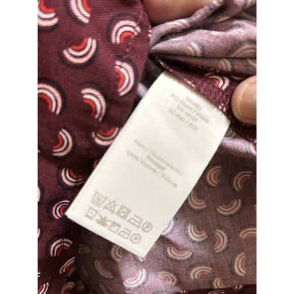 Boden Women's Belle Wrap Tie Waist Maroon Rainbow Long Sleeve Blouse Top - 14R - Picture 10 of 11